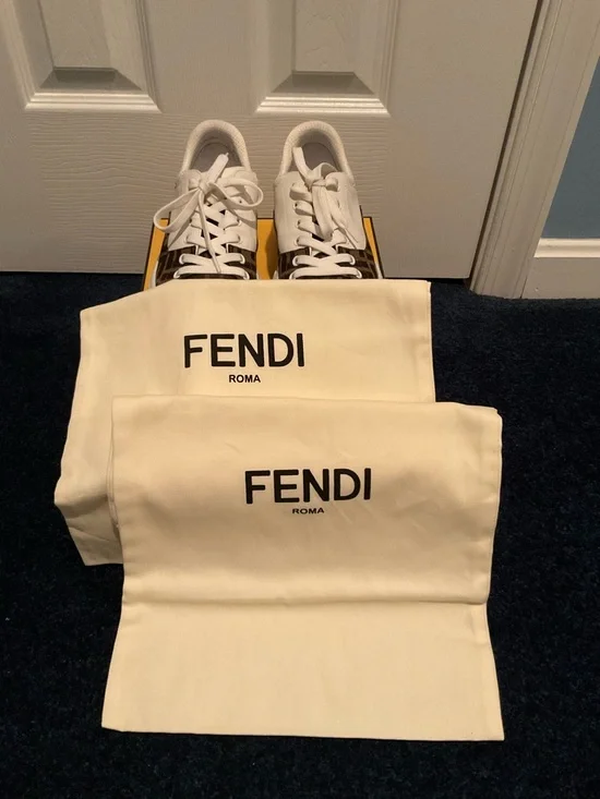 Fendi Tess Force Sneakers in white leather with FF Jacquard fabric - Picture 6 of 6
